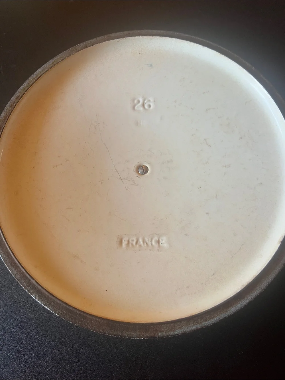 Replacement Le Creuset White Enameled Dutch Oven Lid Black Knob 26 5.5qt z32